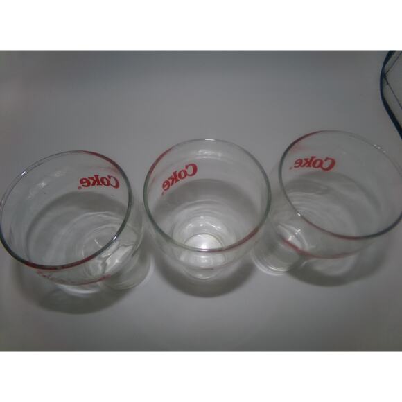 Vintage Coca-Cola Coke Soda Fountain Glass Red Double SIded Logo Red Letter Coke - Picture 12 of 16